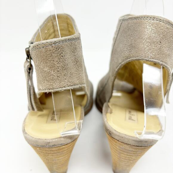 Paul Green Booties Size 7 Peep Toe Gold Laser Cut Metallic Leather Cayanne - Picture 6 of 14